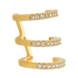 Piercing Dourado Três Argolas Cravejado de Zircônia